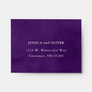 Rich Purple Watercolor Wedding RSVP Envelope