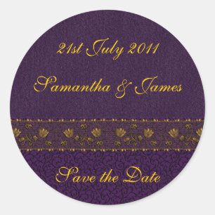 Rich Purple Wedding Classic Round Sticker