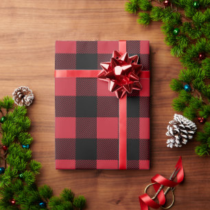 Rich Red and Black Large Buffalo Plaid Christmas Wrapping Paper