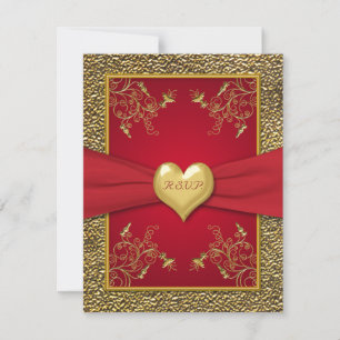 Rich Red and Gold RSVP Card