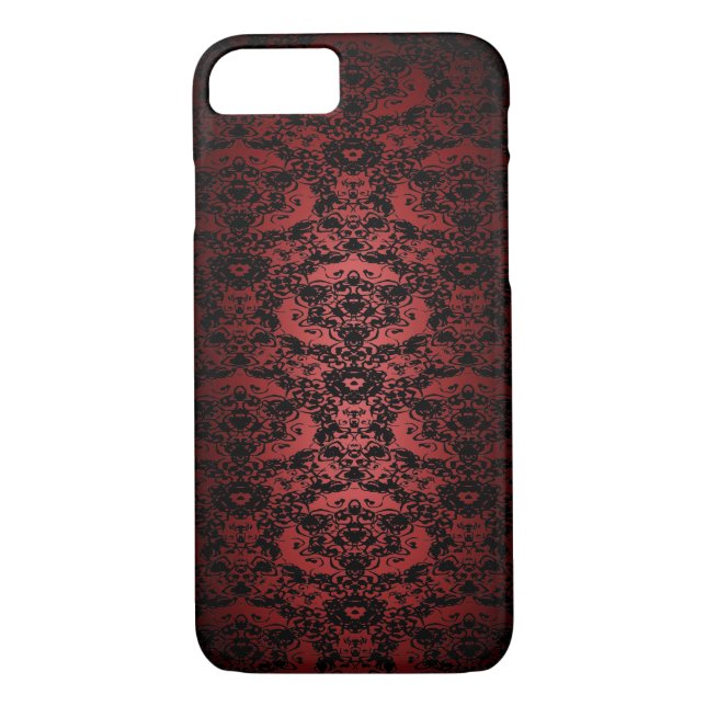 Rich Red Black Lace Pattern iPhone 7 Case (Back)