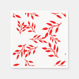 Rich Red Foliage on White Paper Napkins