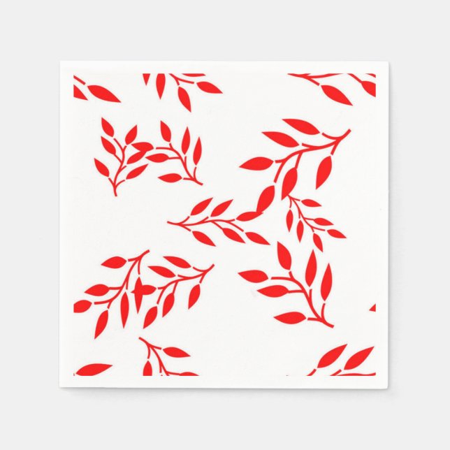 Rich Red Foliage on White Paper Napkins (Front)