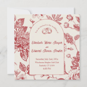 Rich Red French Floral Toile Floral
