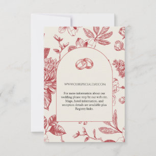 Rich Red French Floral Toile Floral Enclosure Card