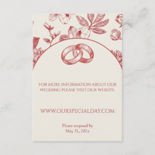 Rich Red French Floral Toile Floral Enclosure Card