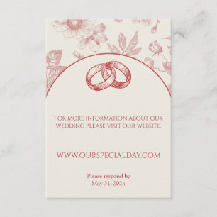Rich Red French Floral Toile Floral Enclosure Card