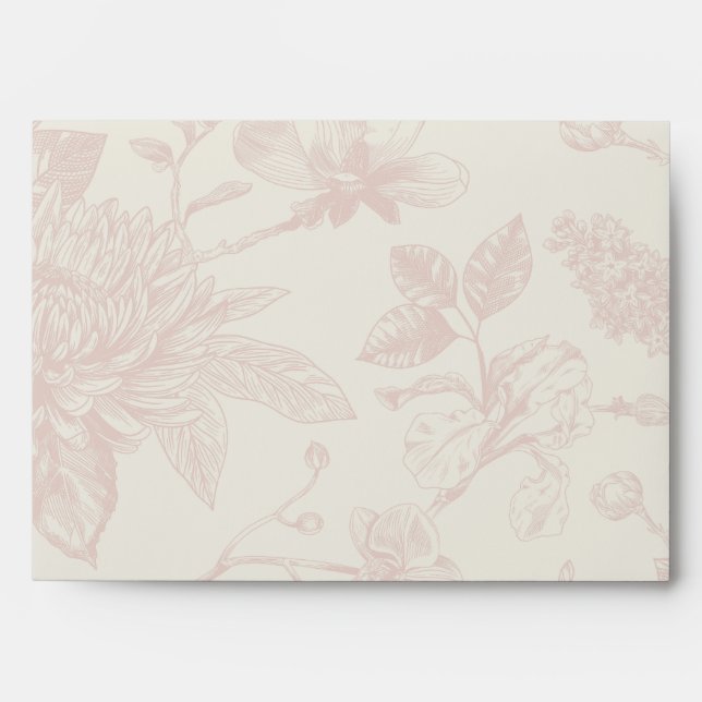 Rich Red French Floral Toile Floral  Envelope (Front)