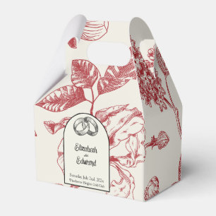 Rich Red French Floral Toile Floral Favour Box