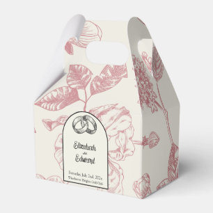 Rich Red French Floral Toile Floral Favour Box