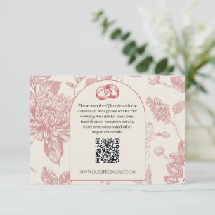 Rich Red French Floral Toile Floral QR Code Enclosure Card
