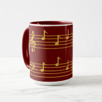 RICH RED GOLD MUSICAL DAD NOTES TREBLE BASS CLEF