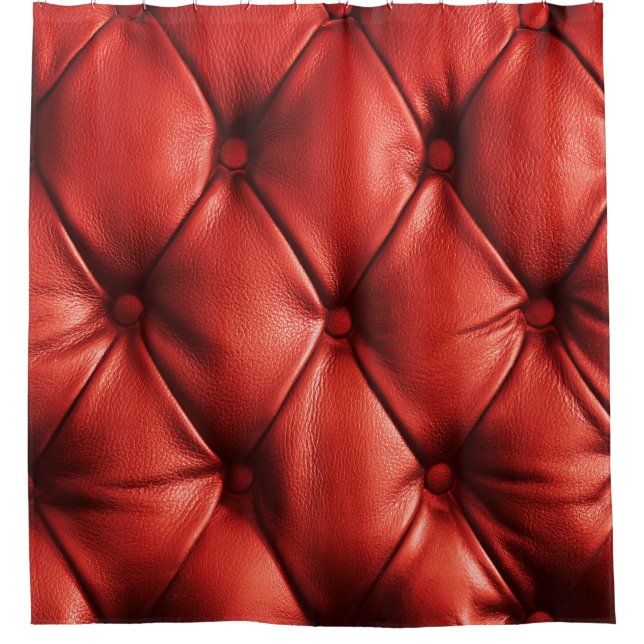 Rich Red Leather: Luxury Textured Detail Shower Curtain (Front)