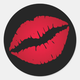 Rich Red Lipstick Print Classic Round Sticker