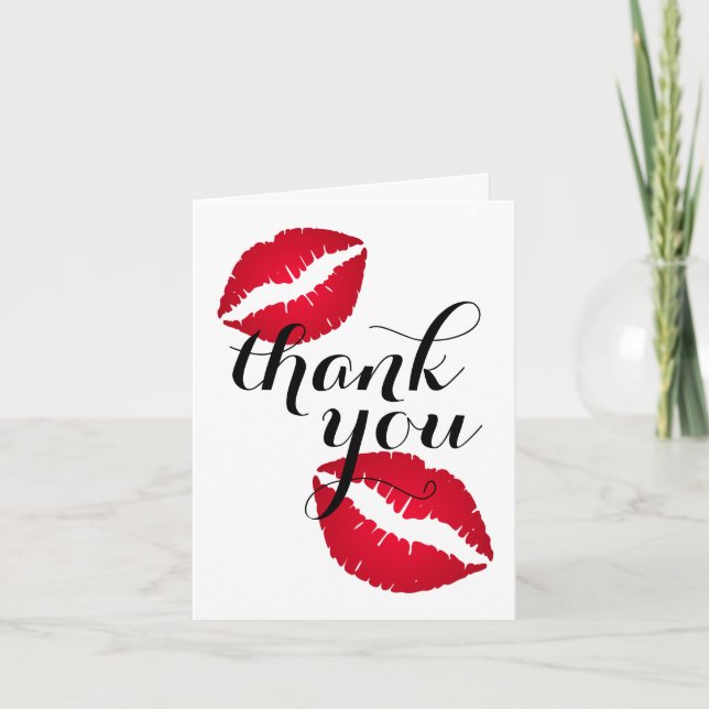 Rich Red Ombre Lips Thank You Card (Front)