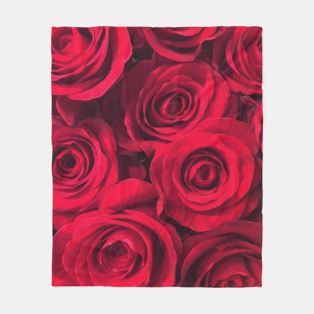 Rich Red Roses Fleece Blanket (Front)