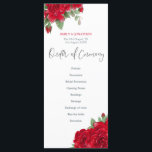 Rich Red Roses Floral Stylish Script Wedding Programme<br><div class="desc">Rich and romantic red roses decorate the top left and bottom right corners on the front, and border the top edge on the back. The main header Order of Ceremony is in a black stylish set script and the rest of the text on the front and back can be easily...</div>