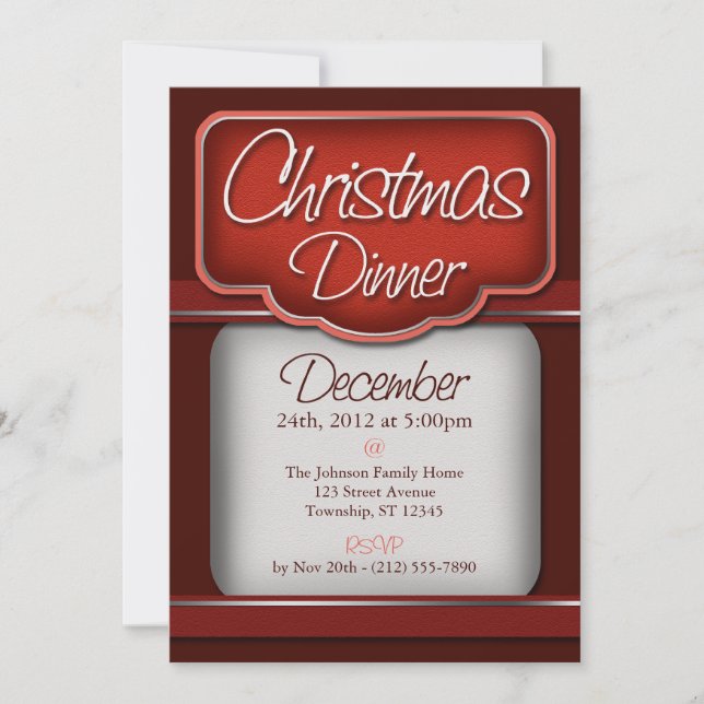 Rich Red Velvet Christmas Dinner Invitations (Front)