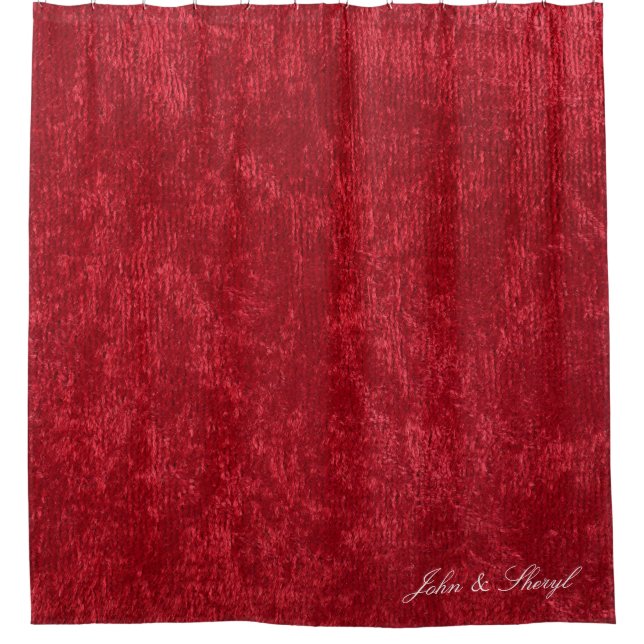 Rich Red Velvet Style Shower Curtain (Front)