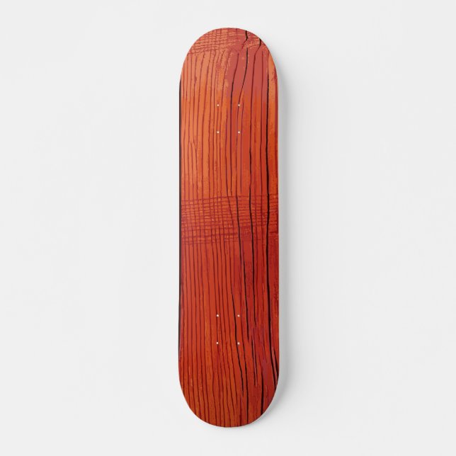 Rich Red Wood Grain Texture Pattern Skateboard (Front)