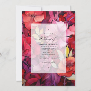 Rich Reds Floral Winter Wedding Invitation