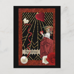 Rich Reds Marie Antoinette Fashion Valentine Holiday Postcard