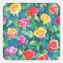 Rich rose hedge watercolor motif