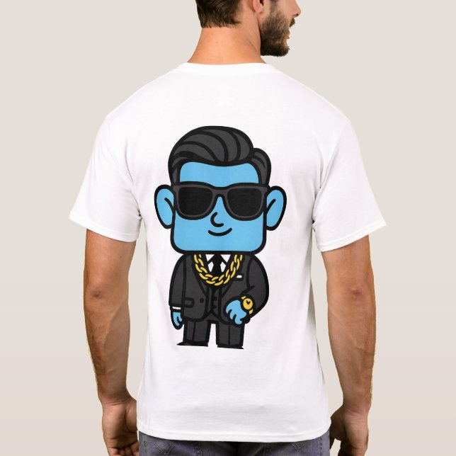 Rich Smilo T-shirt - Luxury Blue character design (Back)