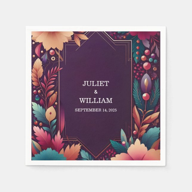 Rich Soft Teal Fall Gem Bold Jewel Tone Wedding Napkin (Front)