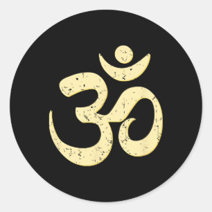 Rich Sphere Om Omkar Aum Symbol Spiritual Yoga Med Classic Round Sticker