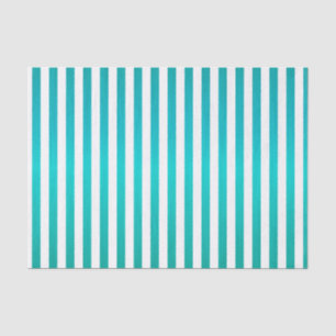 Rich Teal Blue and White Stripes Tissue Paper