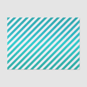 Rich Teal Blue and White Stripes Tissue Paper