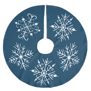 Rich Teal Snowflake Christmas Tree Skirt