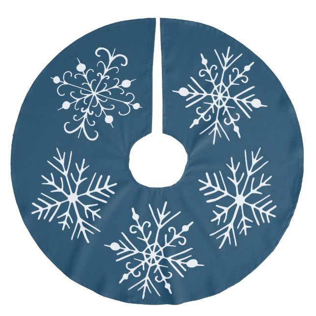 Rich Teal Snowflake Christmas Tree Skirt (Front)