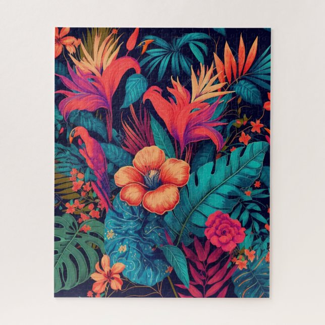 Rich Tropical Floral Pattern Jigsaw Puzzle (Vertical)