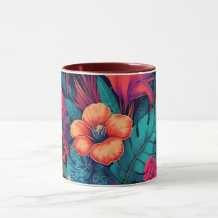 Rich Tropical Floral Pattern Mug