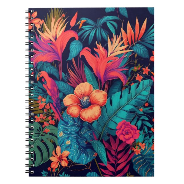 Rich Tropical Floral Pattern Notebook (Front)