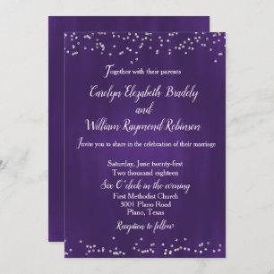 Rich Ultra Violet with Sparkles Wedding Invitation