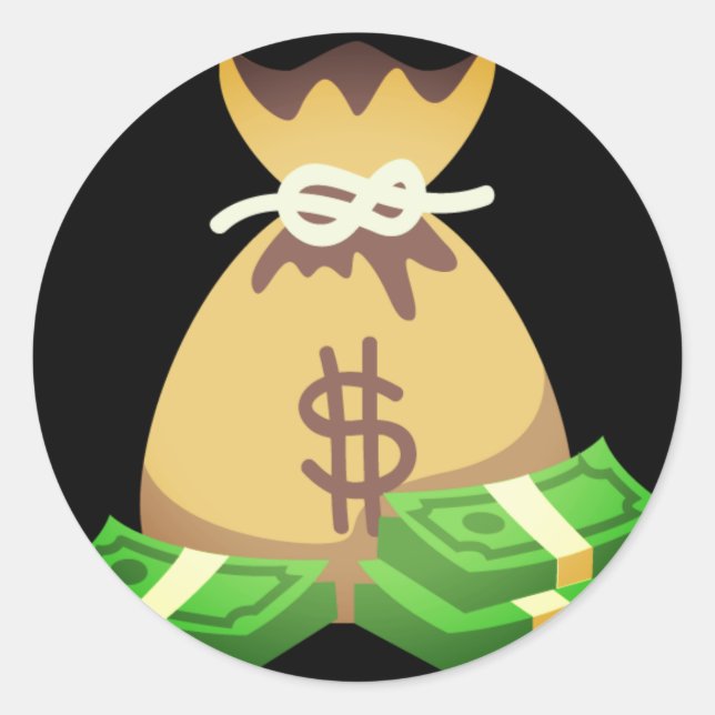 Rich Vibes | Bag of Money Emoji Classic Round Sticker (Front)