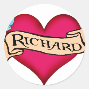 Richard - Custom Heart Tattoo T-shirts & Gifts Classic Round Sticker