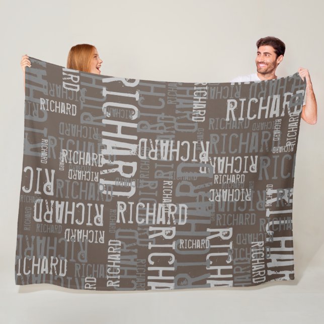 Richard custom name modern typography brownish fleece blanket (In Situ)