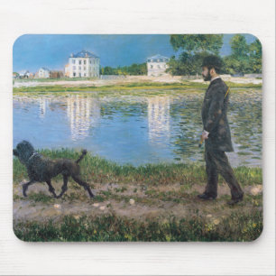 Richard Gallo and His Dog - Gustave Caillebotte Mouse Mat
