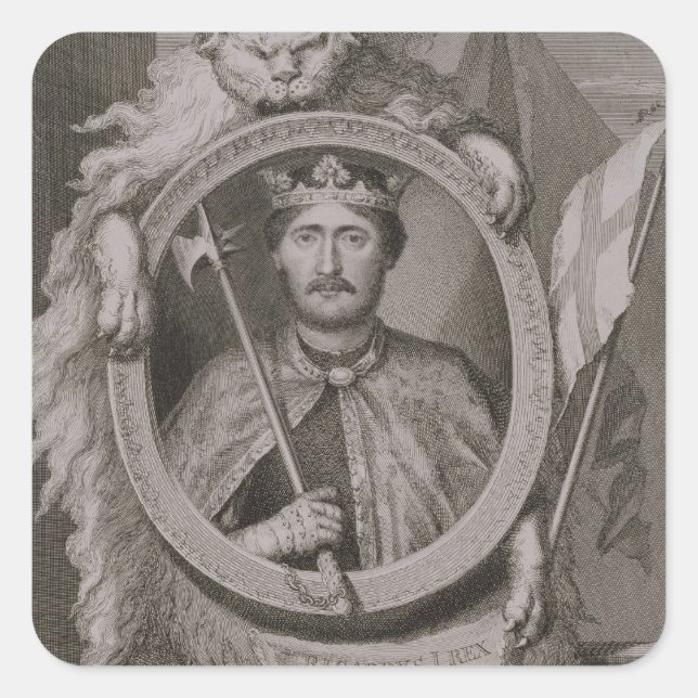 Richard I 'Coeur de Lion' (1157-99) King of Englan Square Sticker (Front)
