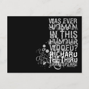 Richard III Wooed Quote (B&W) Postcard