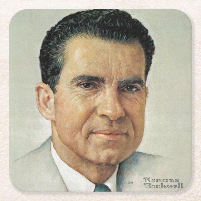 Richard Milhouse Nixon Square Paper Coaster (Front)