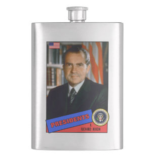 Richard Nixon Baseball Card Hip Flask