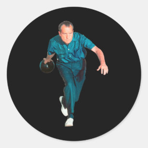Richard Nixon Bowling  Classic Round Sticker
