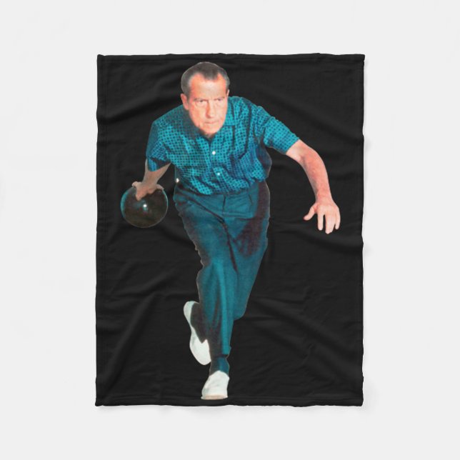 Richard Nixon Bowling  Fleece Blanket (Front)