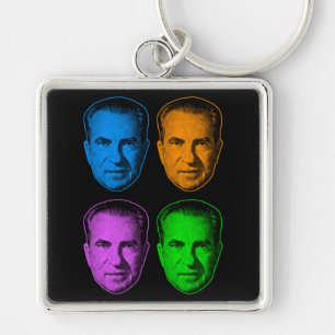 Richard Nixon in Vivid Colour Key Ring