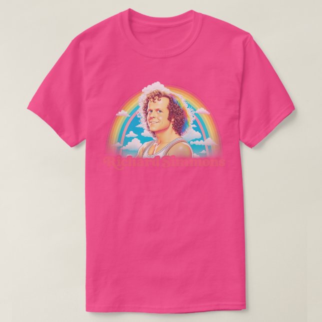 Richard Simmons Retro Aesthetic Rainbow Fan Art T-Shirt (Design Front)